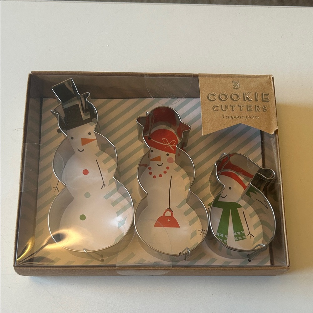NEW NWT Meri Meri Set of 3 Snowman Cookie Cutters Winter Christmas